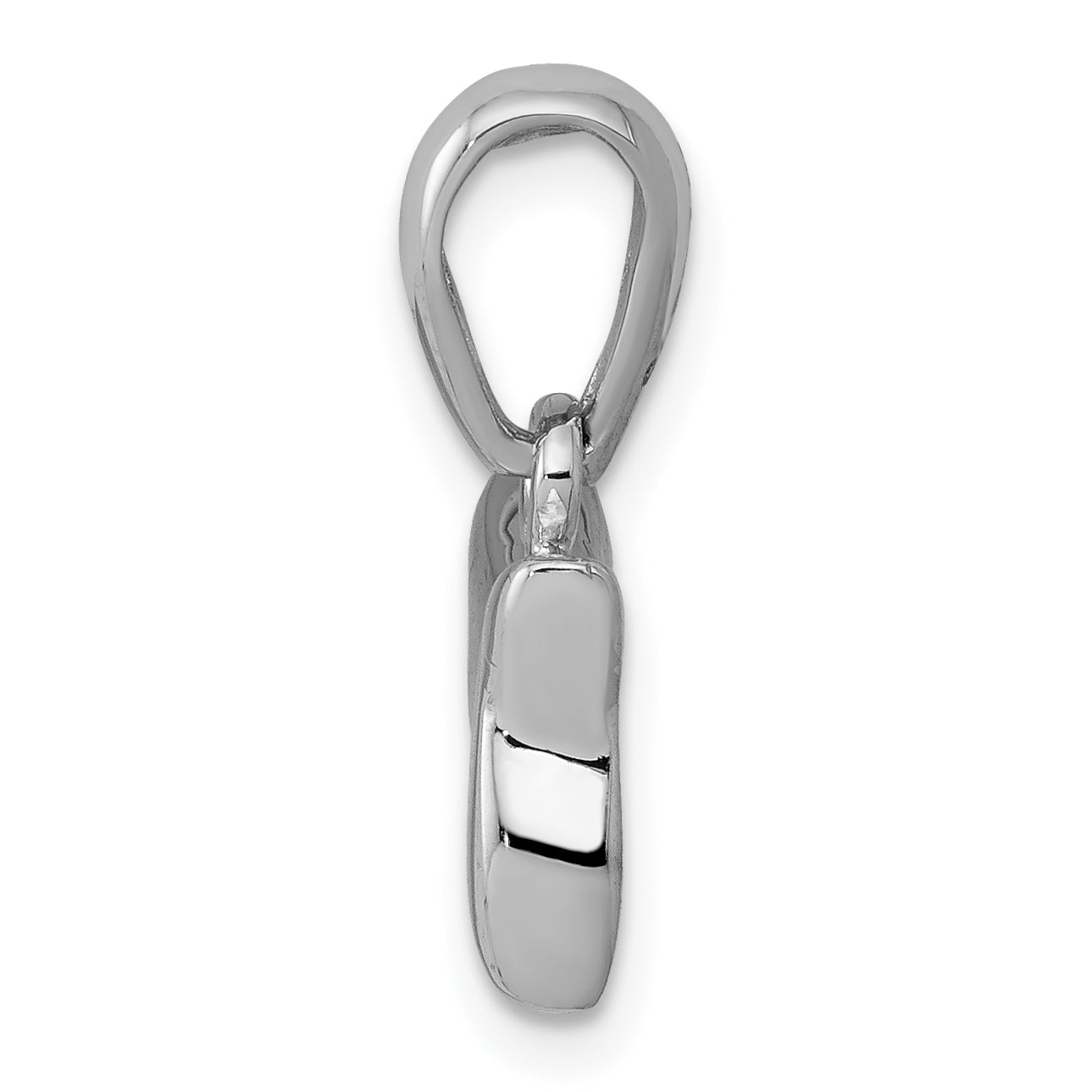 14K White Gold Chai Life Pendant with Polished Rhodium Finish