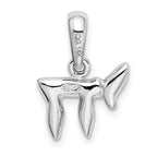 14K White Gold Chai Life Pendant with Polished Rhodium Finish