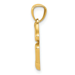 14K Gold Polished 4 Leaf Clover Pendant for Men Solid, Casted Finish