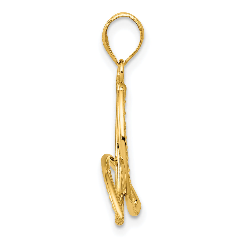 14K Gold Diamond-Cut Trinity Pendant with Polished Solid Finish