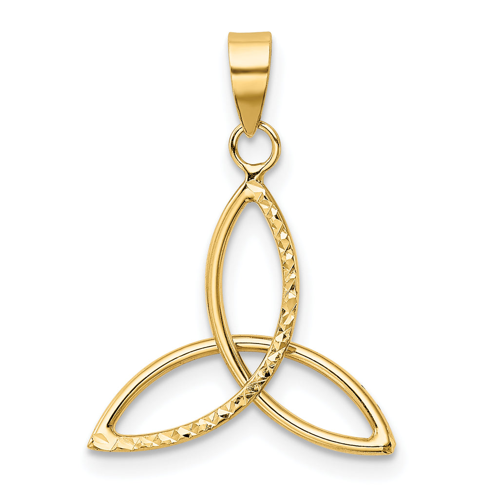 14K Gold Diamond-Cut Trinity Pendant with Polished Solid Finish