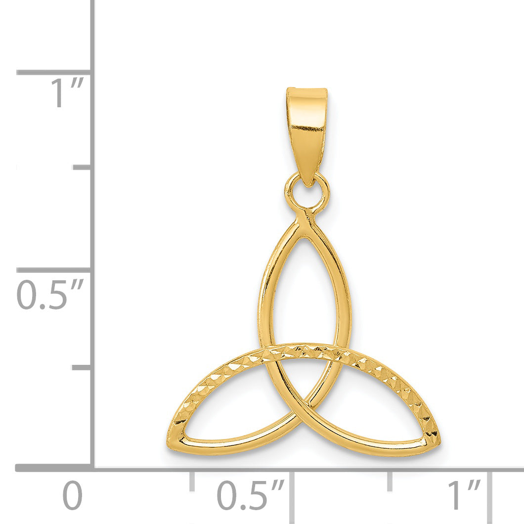 14K Gold Diamond-Cut Trinity Pendant with Polished Solid Finish