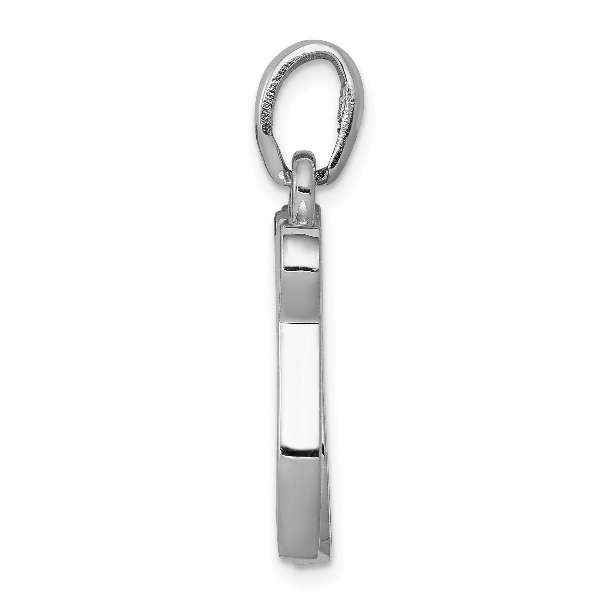 14K White Gold Chai Life Pendant with Polished Rhodium Finish Elegant Solid Design