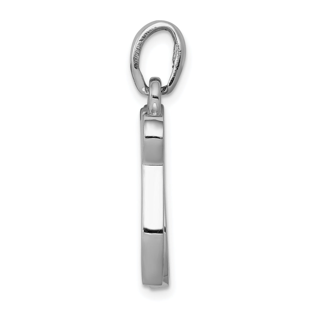 14K White Gold Chai Life Pendant with Polished Rhodium Finish Elegant Solid Design