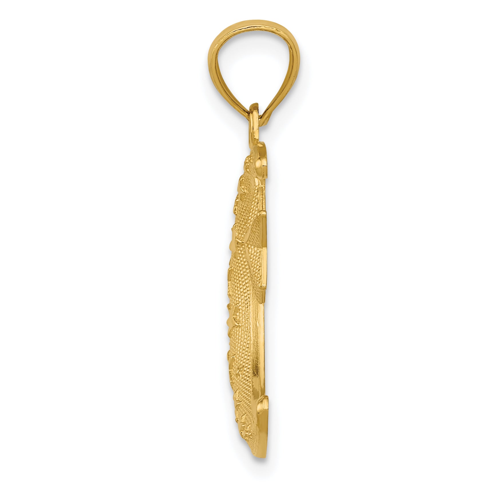 14K Gold Moon and Stars Pendant with Polished Textured Finish