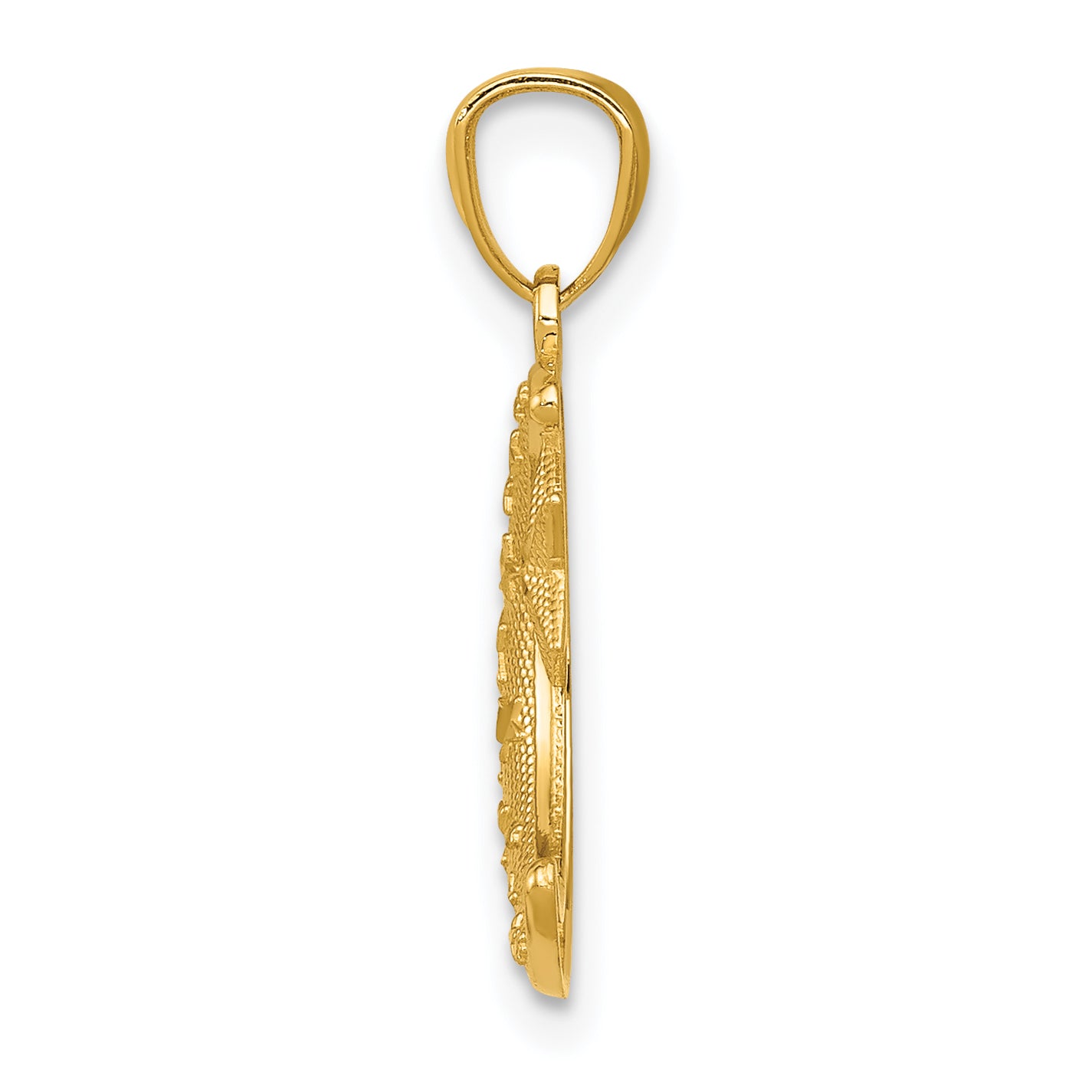 14K Gold Moon and Stars Pendant with Polished and Textured Finish