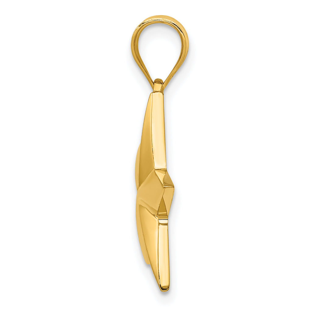 14K Gold Polished Star Pendant with Solid Concave Design