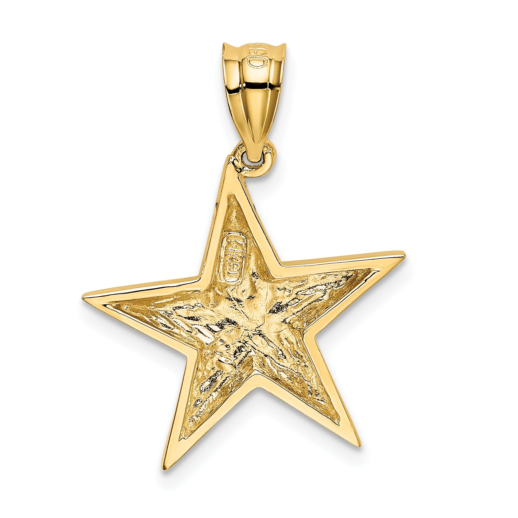 14K Gold Polished Star Pendant with Solid Concave Design
