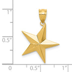 14K Gold Polished Star Pendant with Solid Concave Design