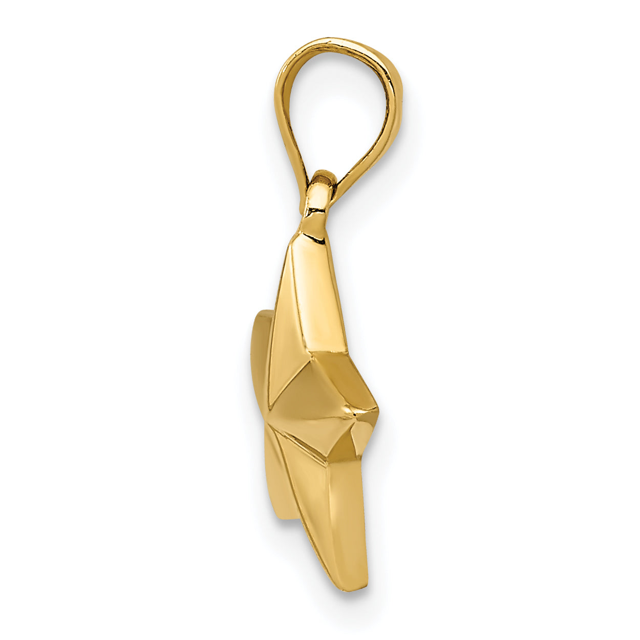 14K Gold Polished Small Star Pendant with Solid Cast Design