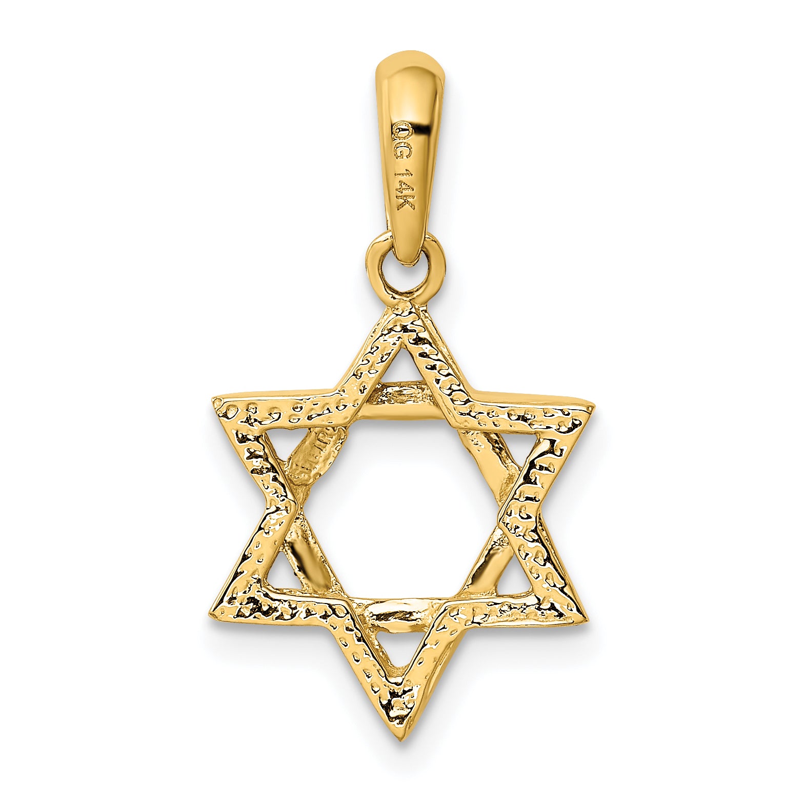 14K Gold Star of David Pendant with Closed Back Design  Elegant and Timeless