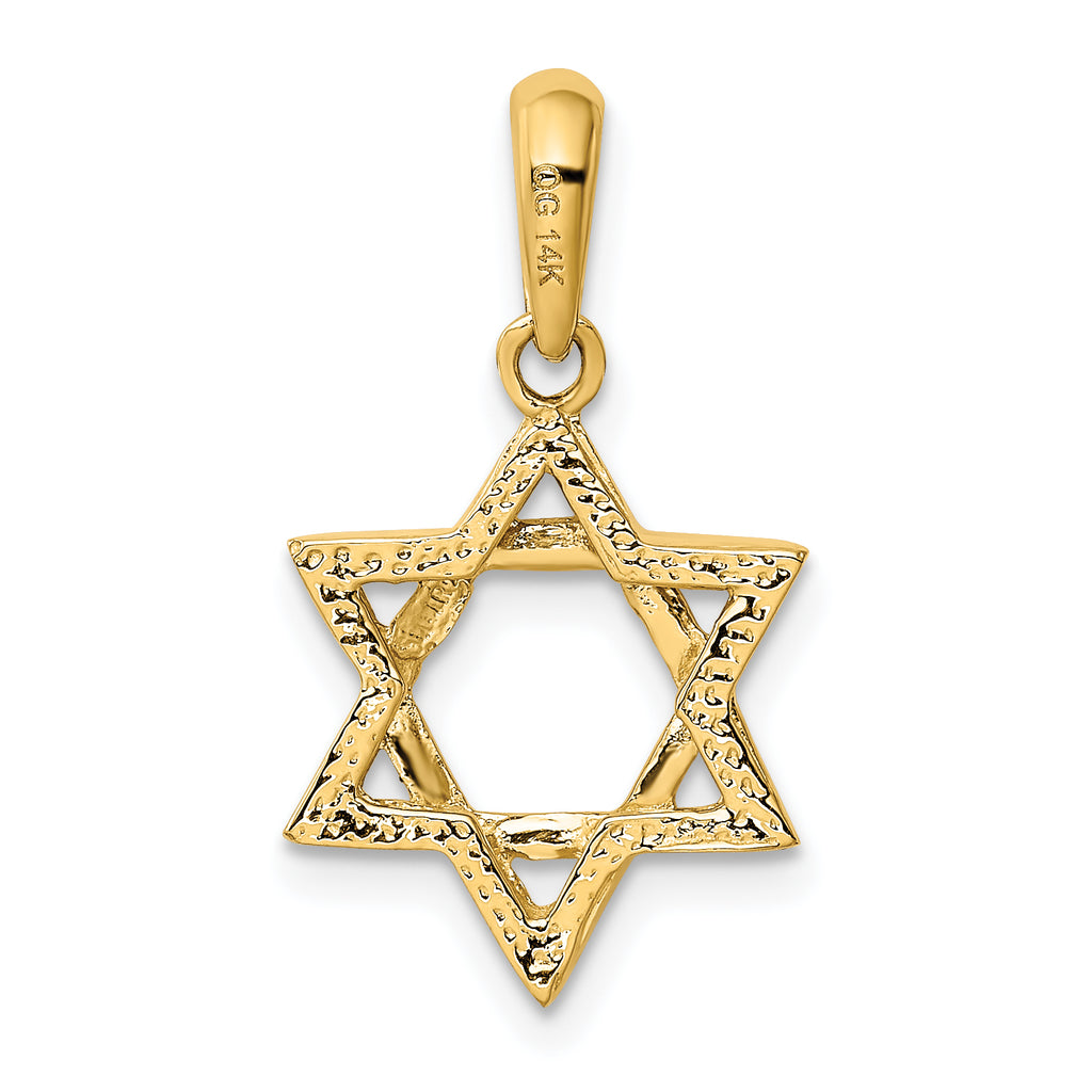14K Gold Star of David Pendant with Closed Back Design  Elegant and Timeless