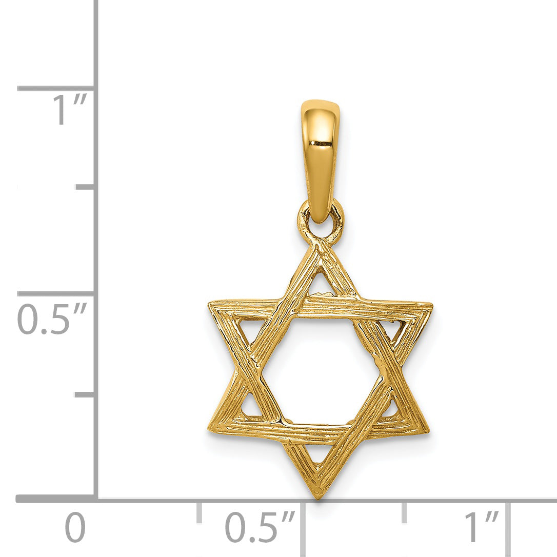 14K Gold Star of David Pendant with Closed Back Design  Elegant and Timeless