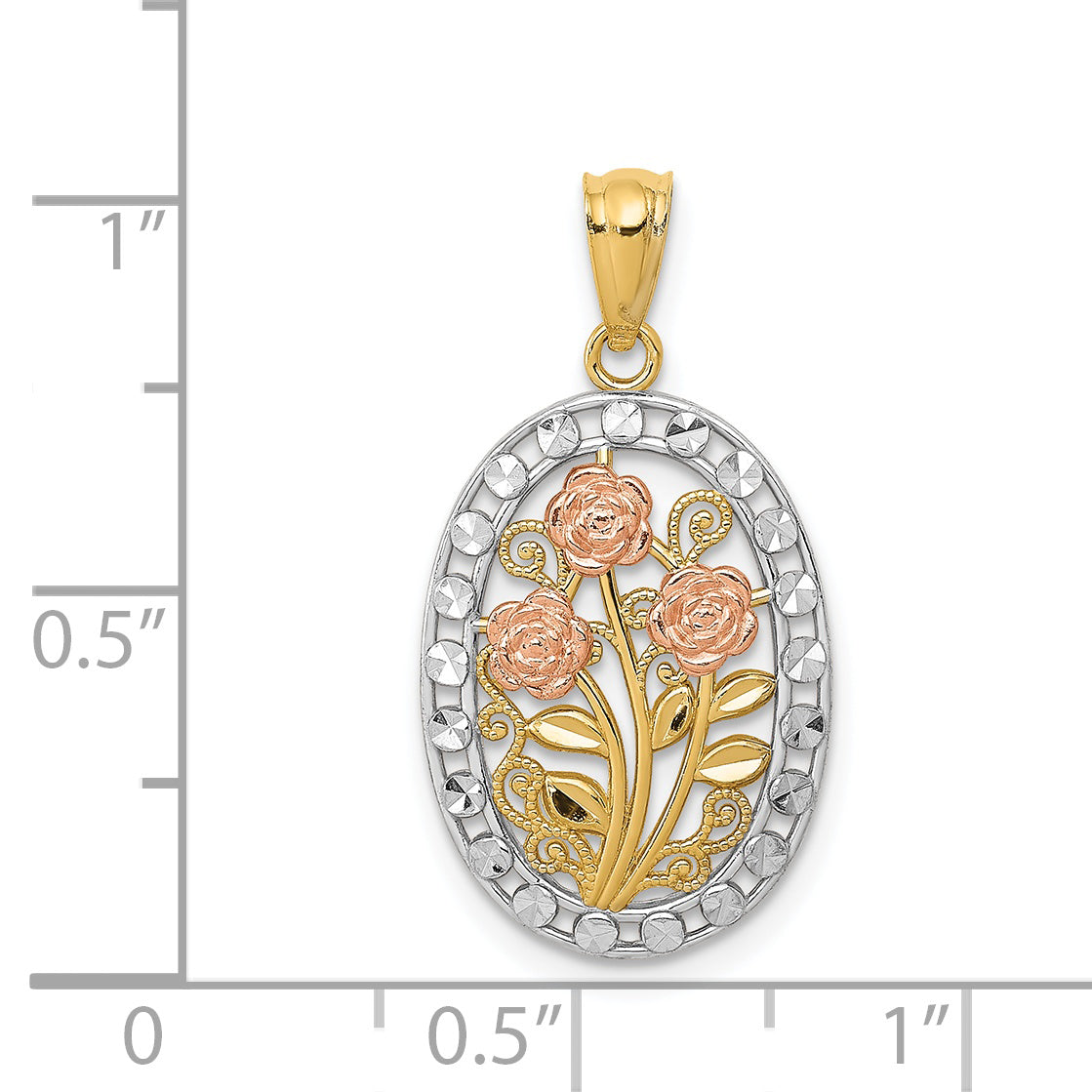 14K Yellow and Rose Gold Pendant with White Rhodium Accents Two-Tone Elegance