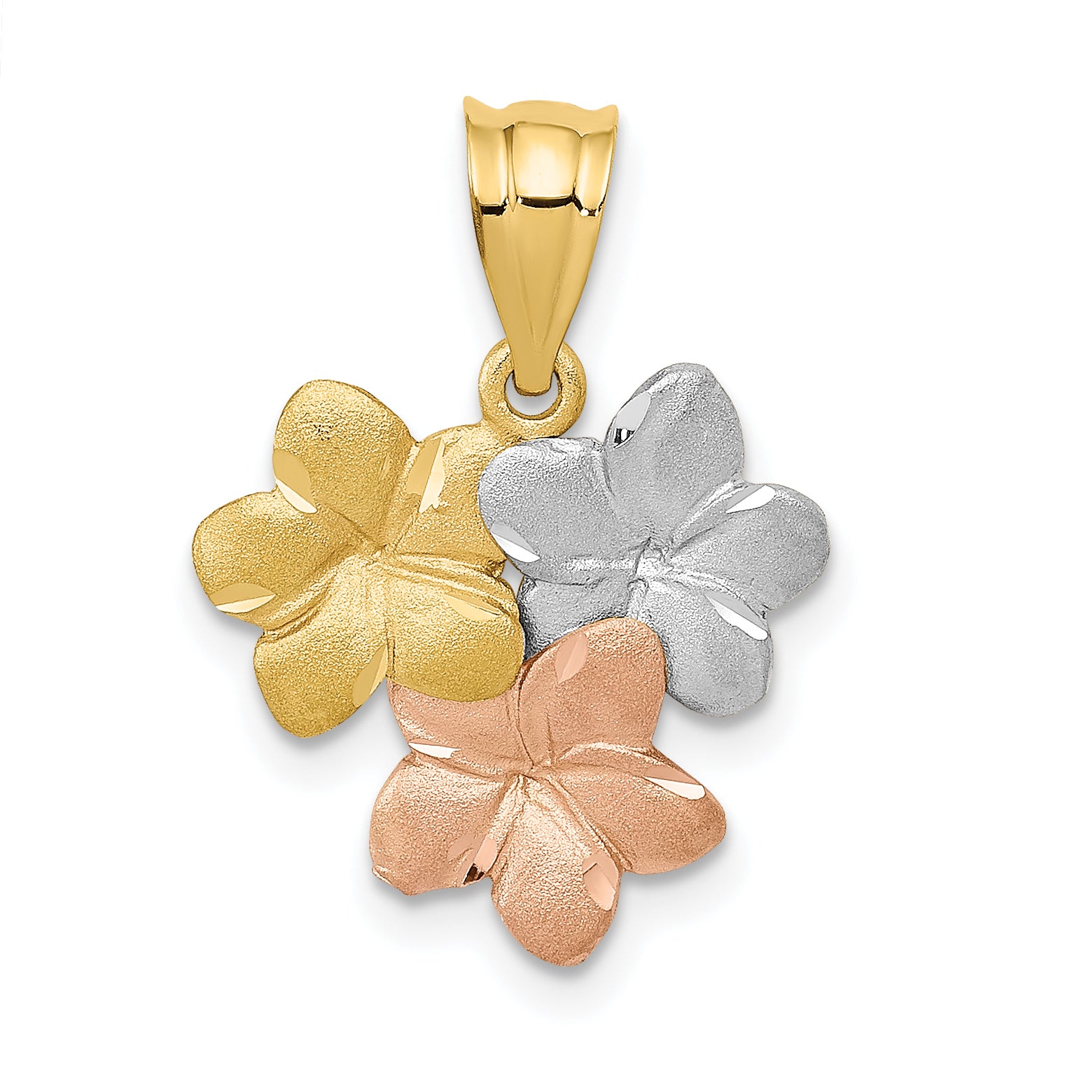 14k Tri-Color Flower Pendant Main image