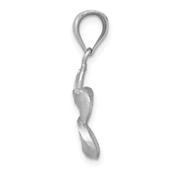 14K Yellow Gold Plumeria Charm with White Rhodium Dipped Satin Finish