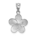 14K Yellow Gold Plumeria Charm with White Rhodium Dipped Satin Finish