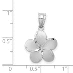 14K Yellow Gold Plumeria Charm with White Rhodium Dipped Satin Finish