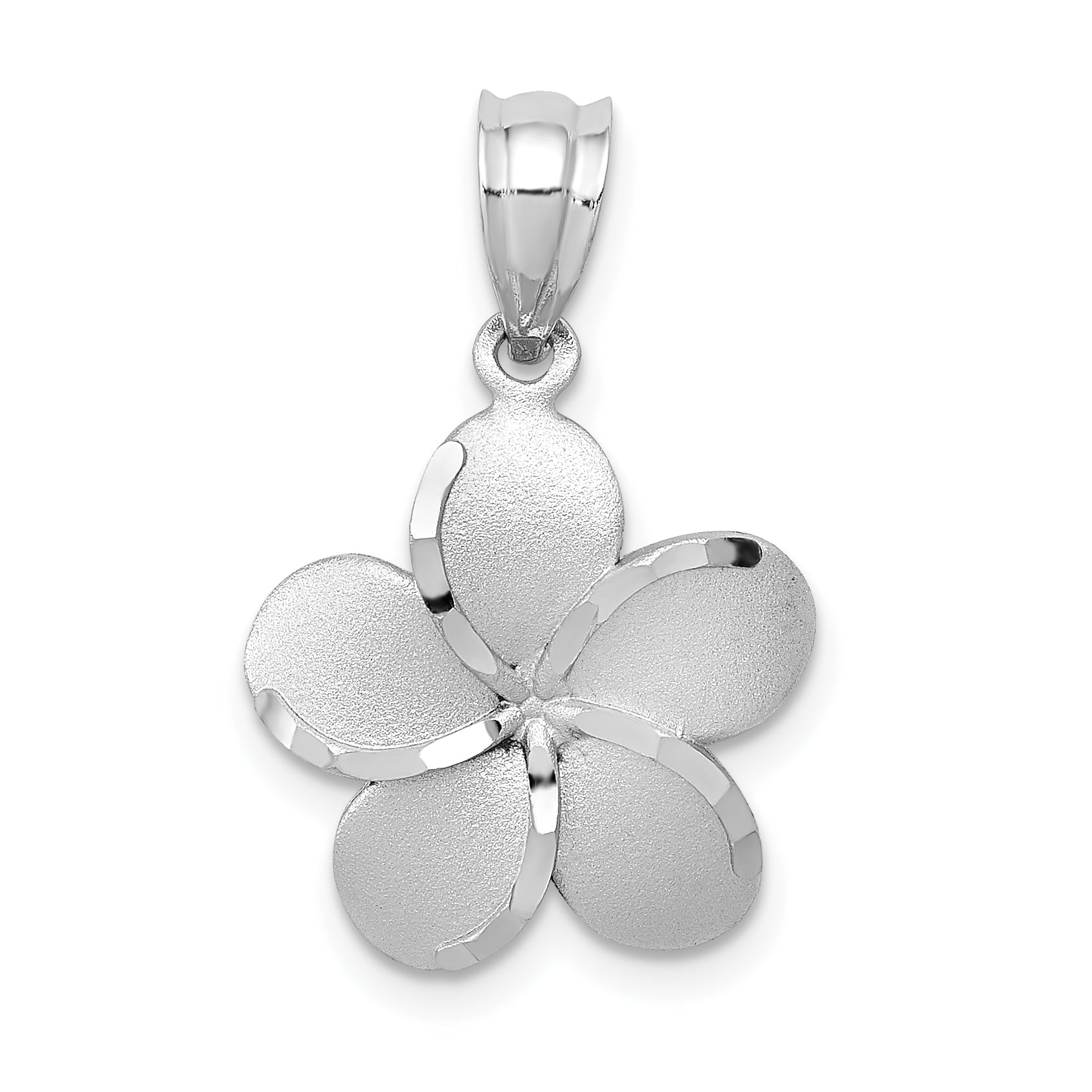 14k Yellow Gold Dipped in White Rhodium Satin D/C Plumeria Charm Main image