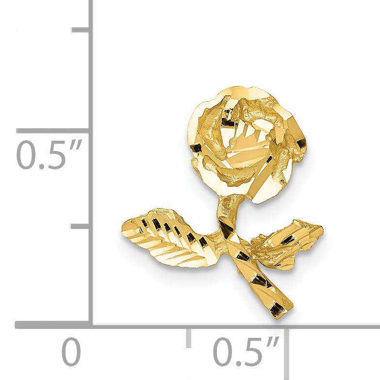 14K Satin Diamond-Cut Rose Gold Chain Slide with Polished Finish