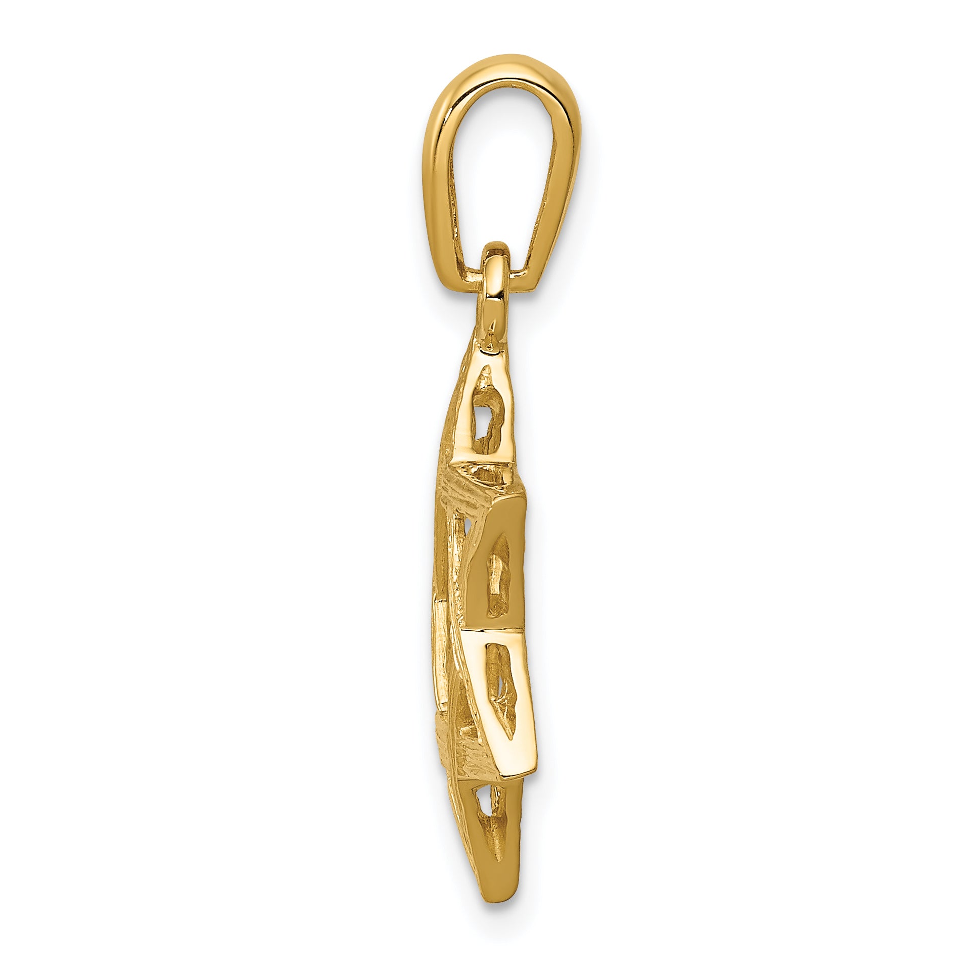 14K Gold Star of David Pendant with Polished Finish Elegant Religious Charm