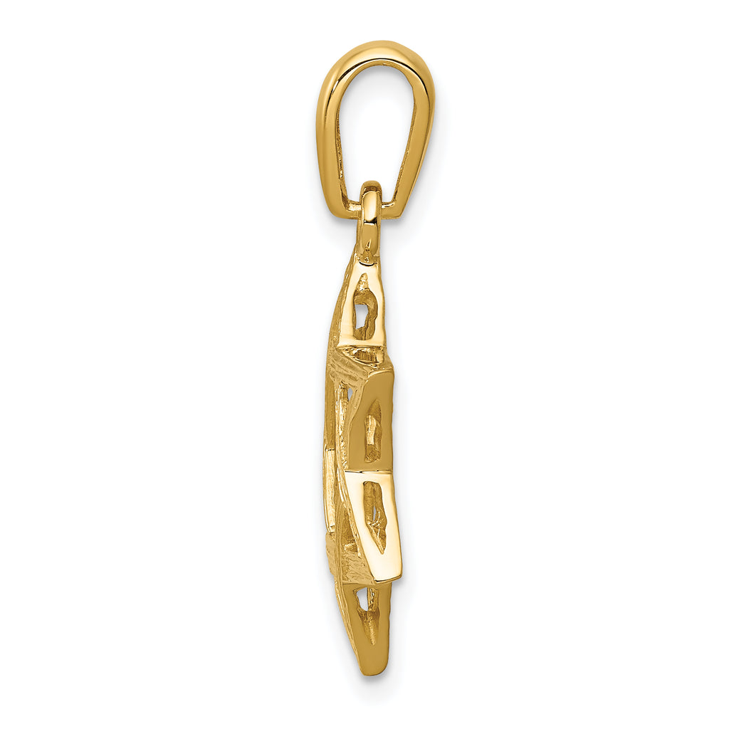 14K Gold Star of David Pendant with Polished Finish Elegant Religious Charm