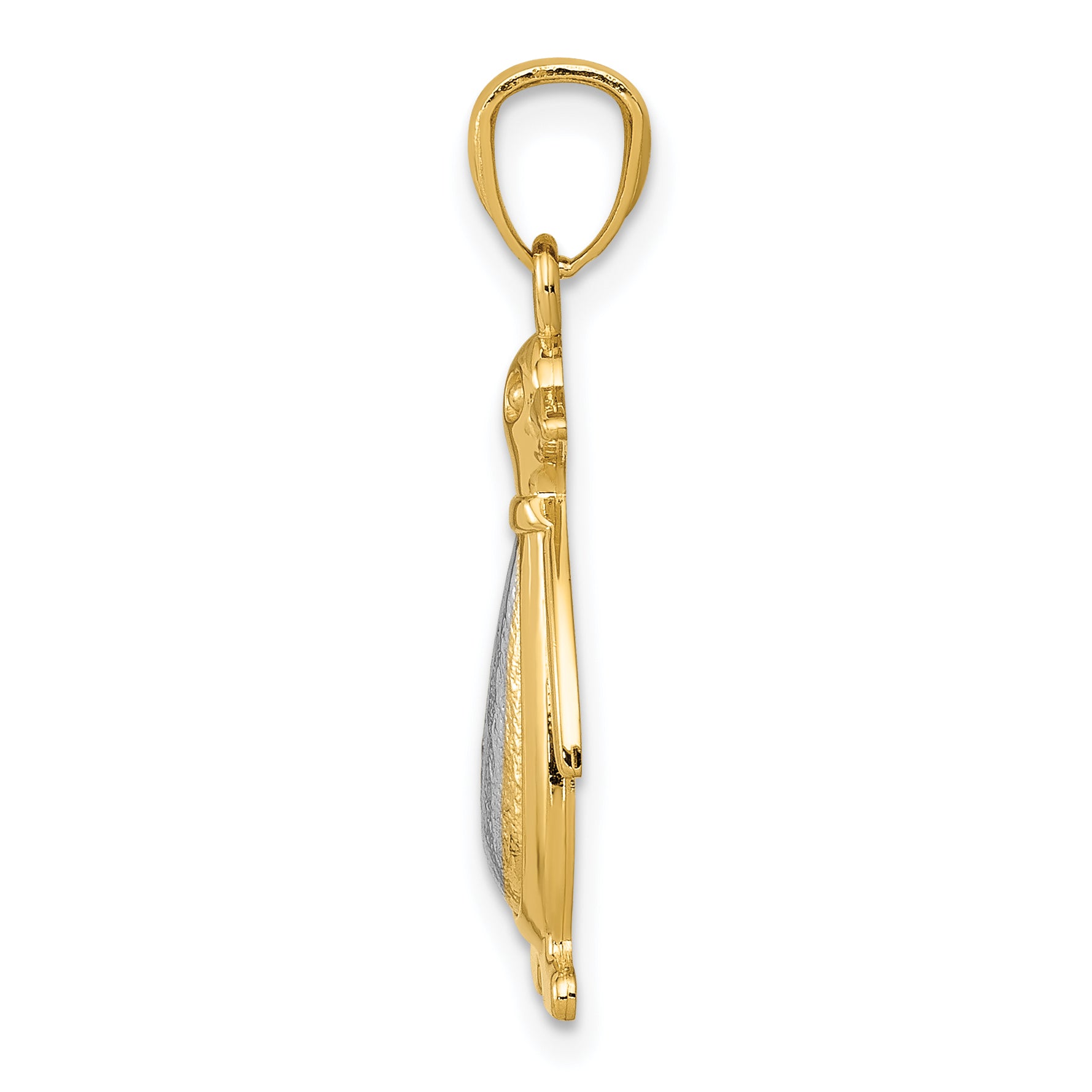 14K Two-Tone Gold Penguin Pendant with Polished and Textured Finish Secondary image