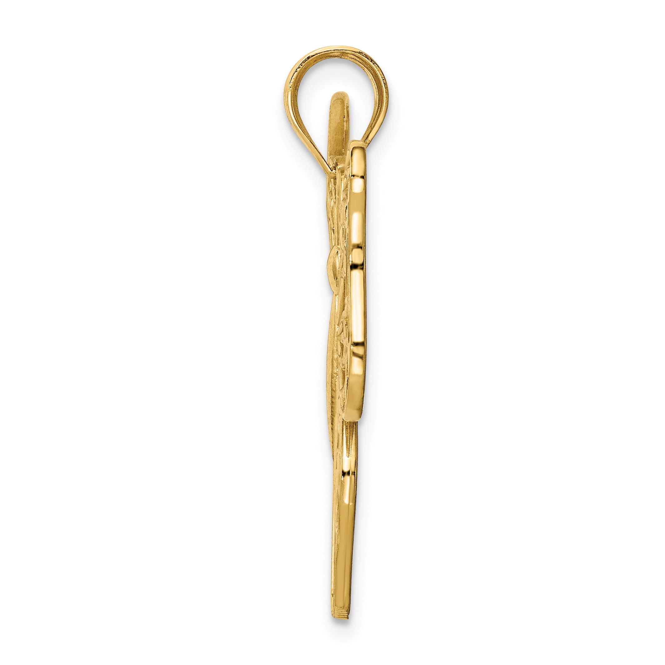14K Gold Polished Large Butterfly Pendant with Open Back Design