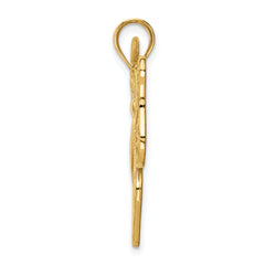 14K Gold Polished Large Butterfly Pendant with Open Back Design