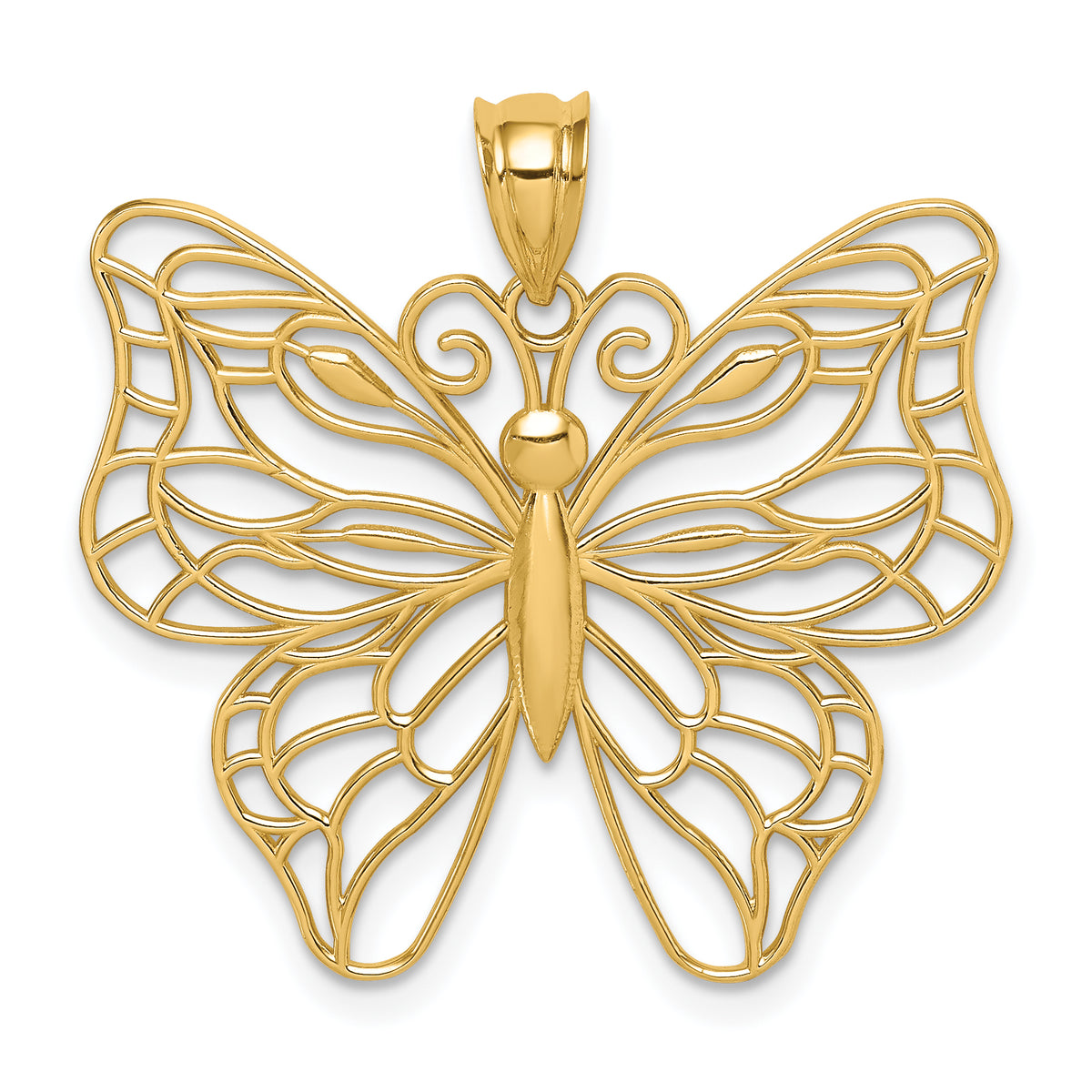 14k Polished Large Butterfly Pendant