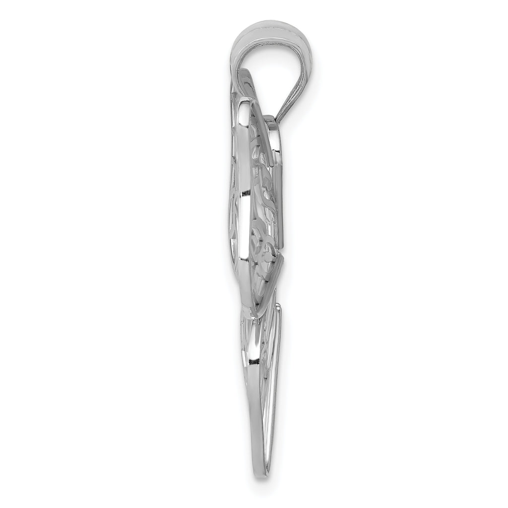 14K White Gold Polished Butterfly Pendant with Rhodium Finish