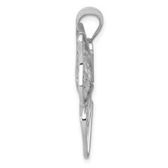 14K White Gold Polished Butterfly Pendant with Rhodium Finish