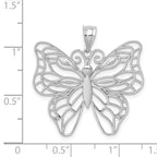 14K White Gold Polished Butterfly Pendant with Rhodium Finish