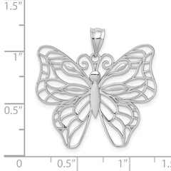 14K White Gold Polished Butterfly Pendant with Rhodium Finish