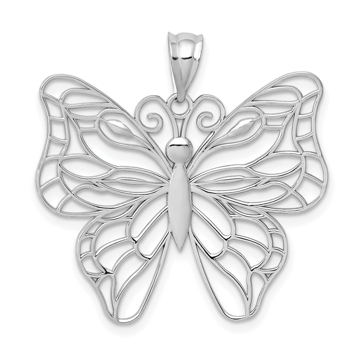 Large Filigree Butterfly Pendant in 14K White Gold - Sophia Jewelers Main image