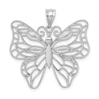 14k White Gold Polished Large Butterfly Pendant