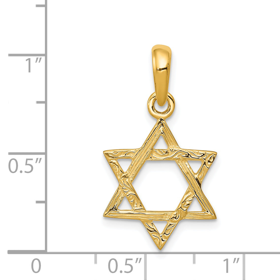 14K Gold Star of David Pendant with Polished Flat Back Elegant Design