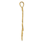14K Gold and Rhodium Polished Dragonfly Pendant with Diamond-Cut Filigree