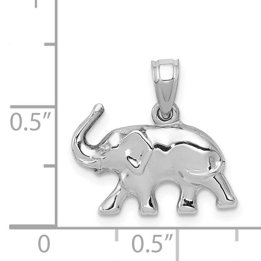 14K White Gold Polished Elephant Pendant for Men Elegant and Themed Design