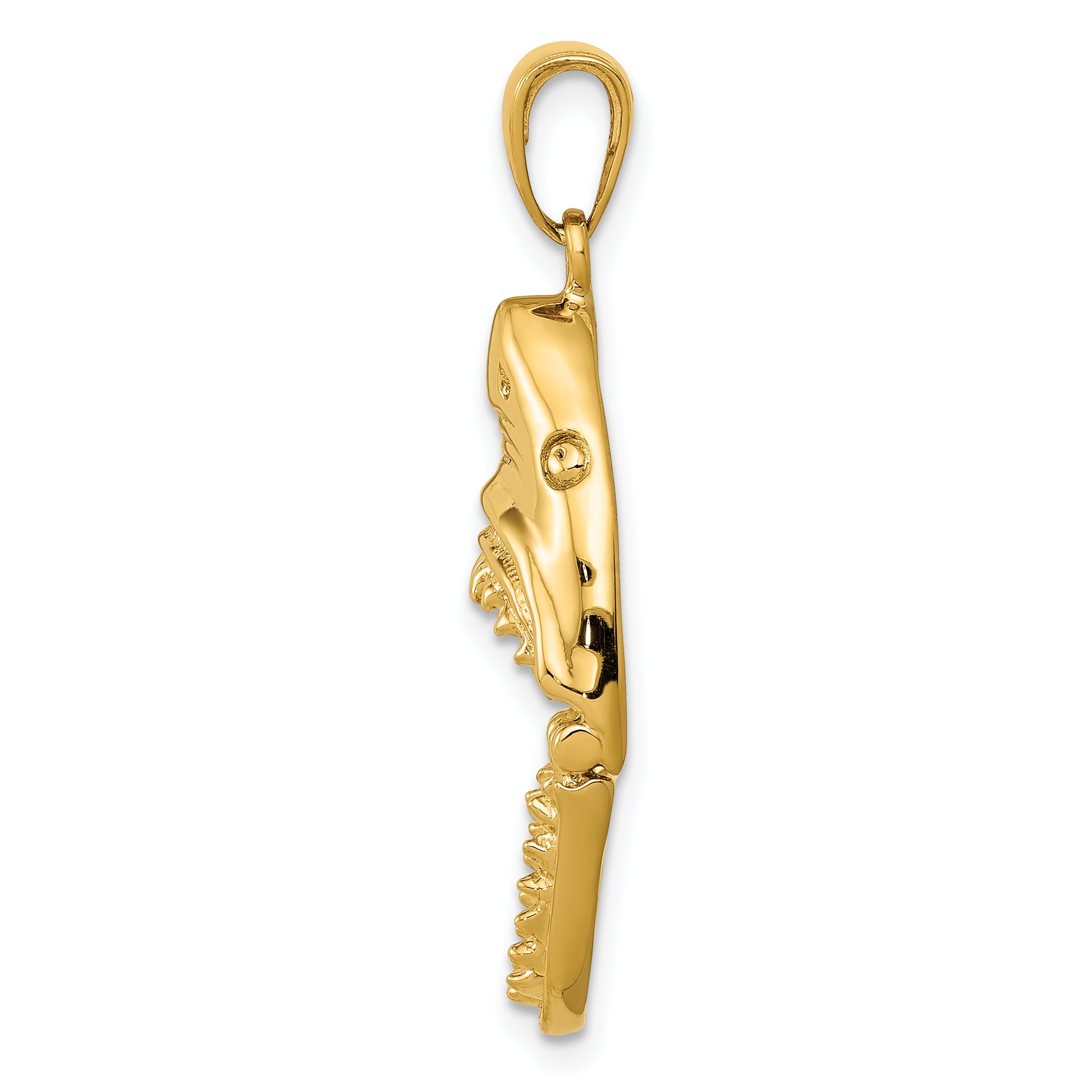 14K Gold Polished Jaws Shark Head Pendant for Men  Bold & Themed Design