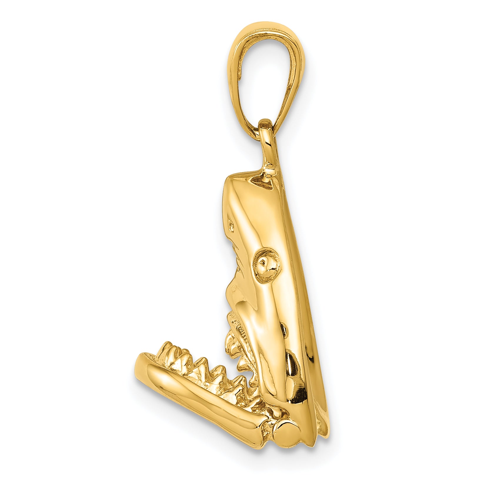 14K Gold Polished Jaws Shark Head Pendant for Men  Bold & Themed Design