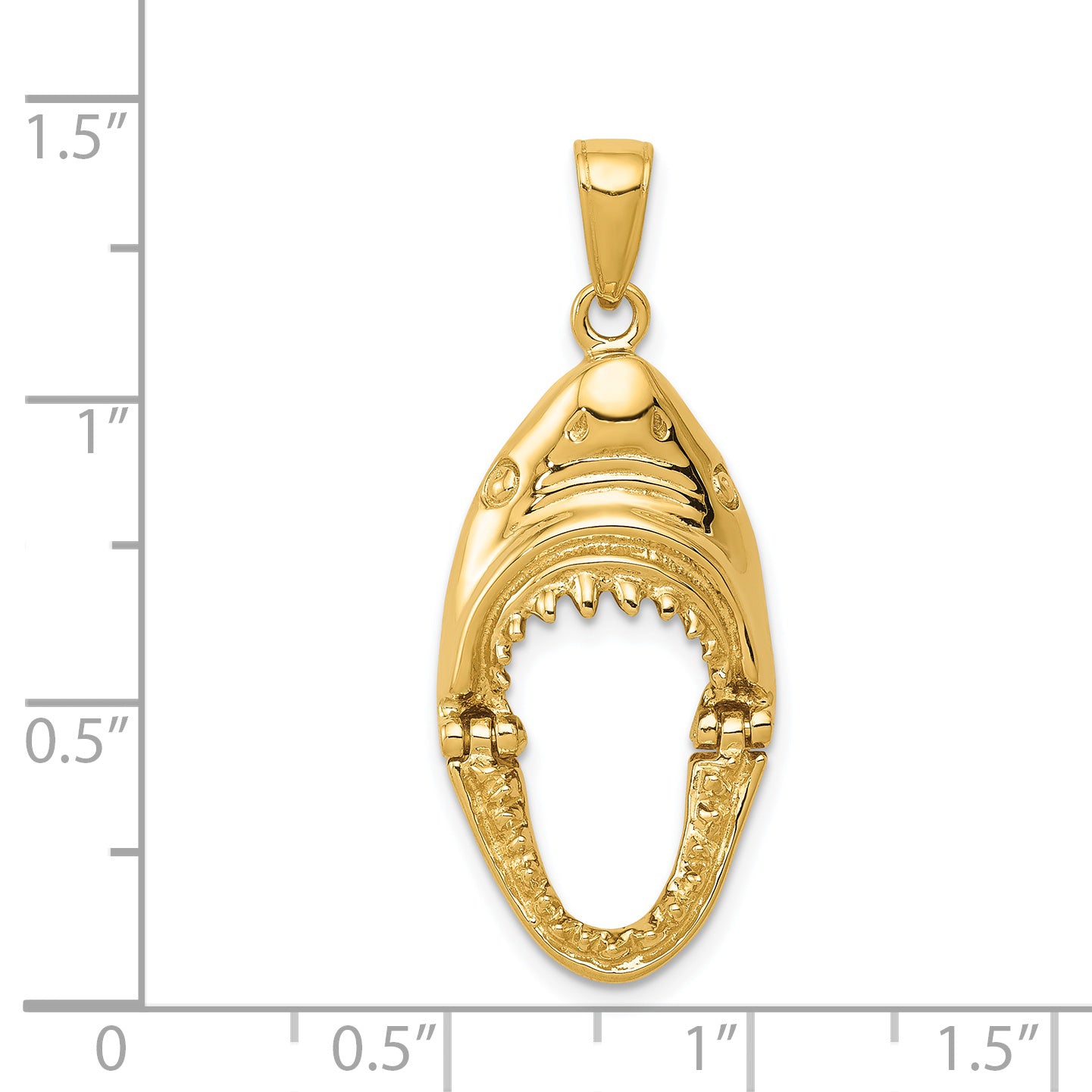 14K Gold Polished Jaws Shark Head Pendant for Men  Bold & Themed Design