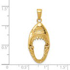 14K Gold Polished Jaws Shark Head Pendant for Men  Bold & Themed Design