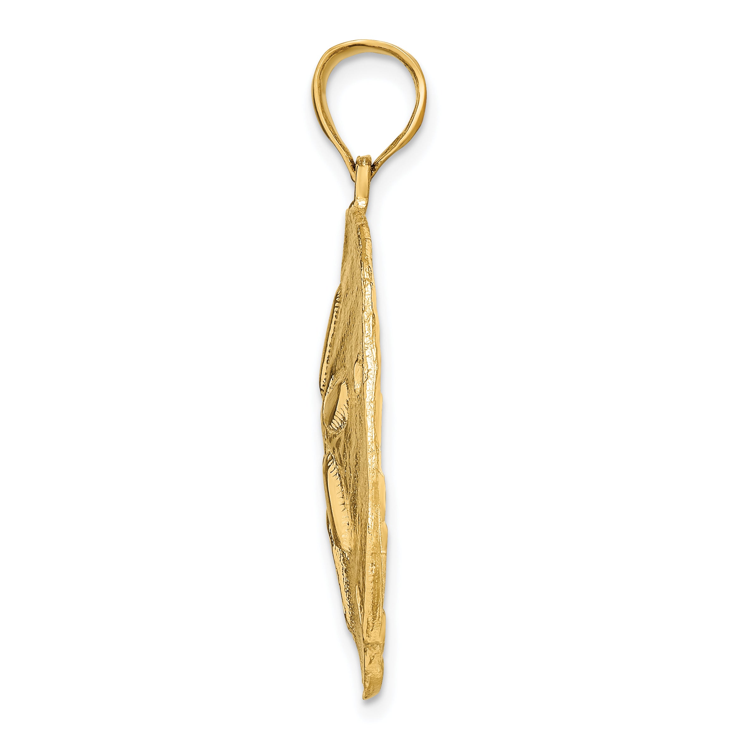14K Gold Sand Dollar Pendant for Men with Polished Textured Finish