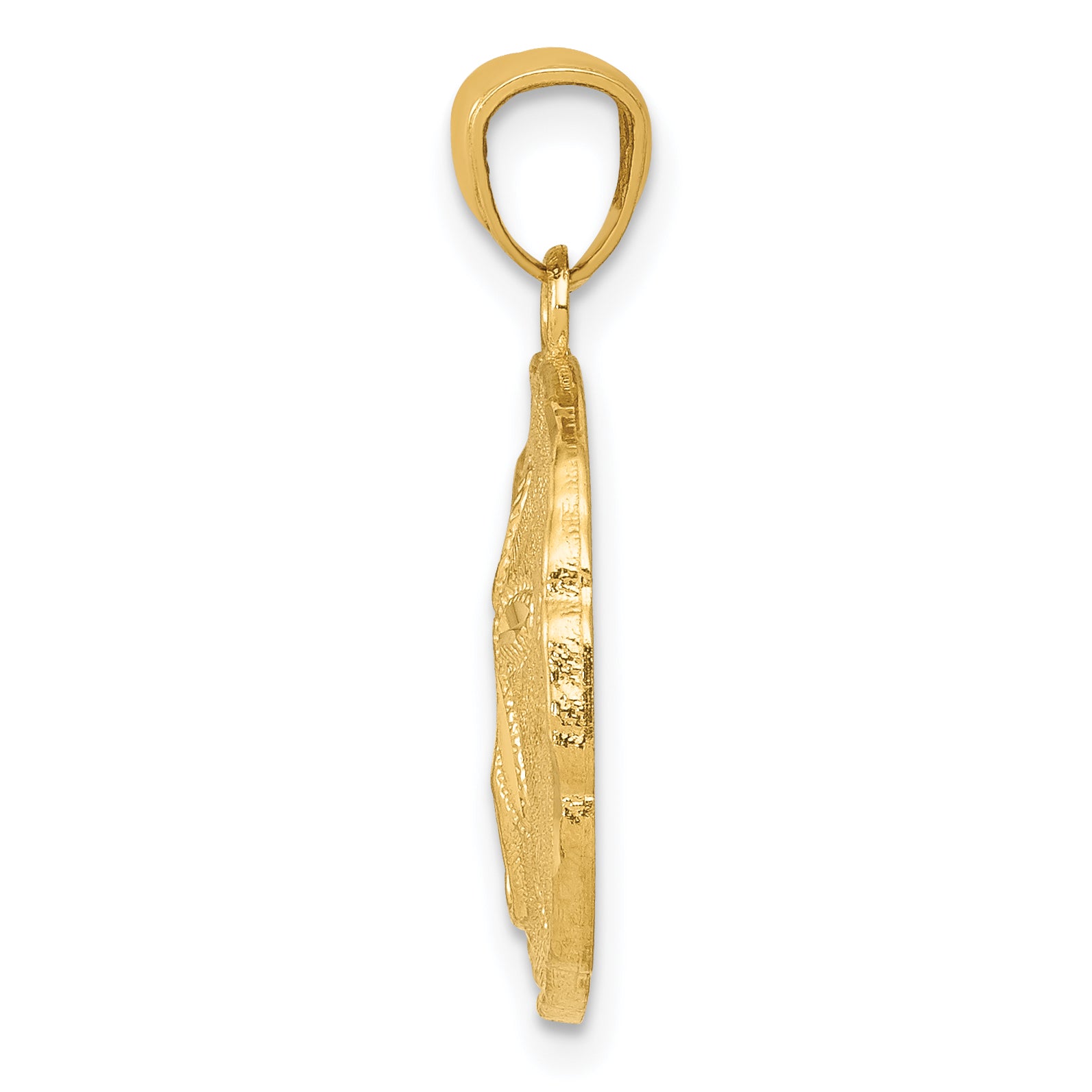 14K Gold Polished Sand Dollar Pendant for Men Elegant Solid Design