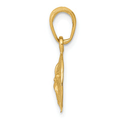 14K Gold Polished Sand Dollar Pendant with Textured Solid Design