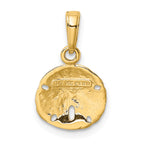 14K Gold Polished Sand Dollar Pendant with Textured Solid Design