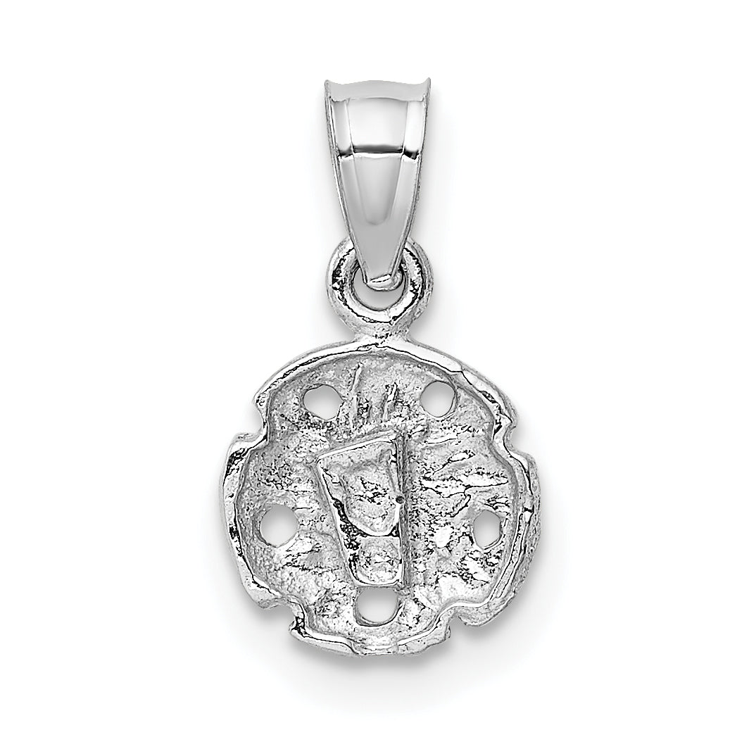 14K White Gold Sand Dollar Pendant with Polished Rhodium Finish Elegant
