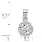 14K White Gold Sand Dollar Pendant with Polished Rhodium Finish Elegant