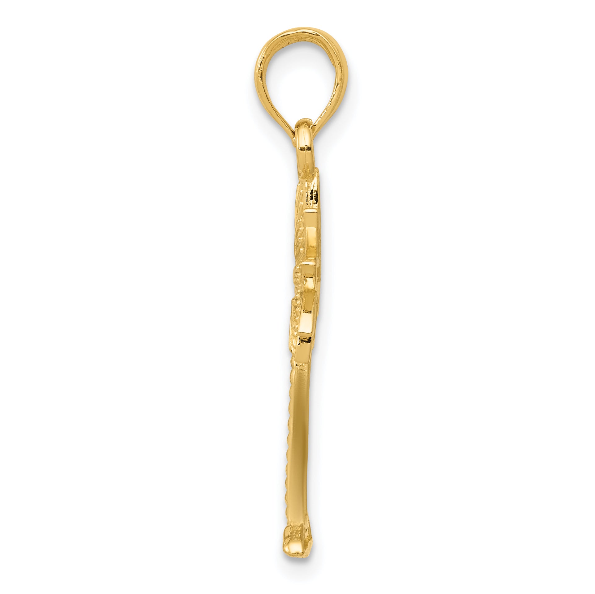 14K Gold Palmetto Palm Tree Pendant for Men with Polished Textured Design Secondary image